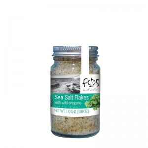FOS – Greek Sea Salt Flakes With Wild Oregano – glass jar 110gr