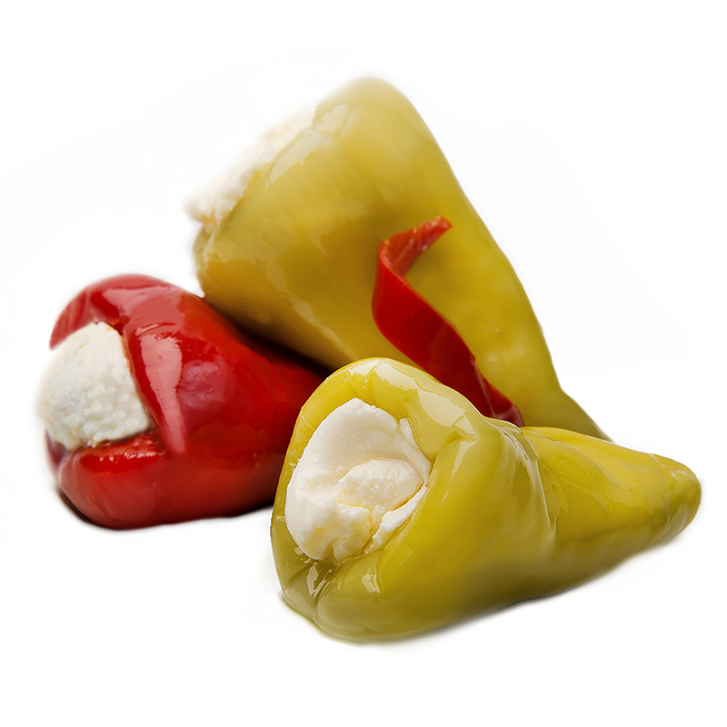 FOS – Greek Red & Green Heart Peppers stuffed with cheese 