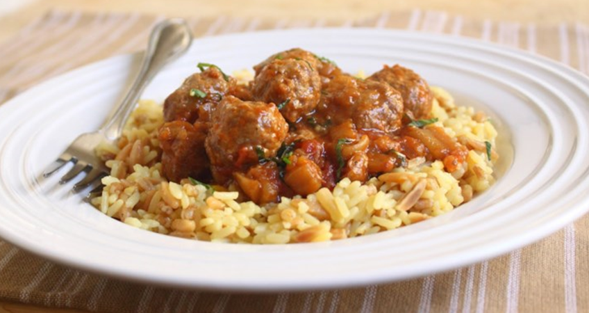 ittle Lamb Meatballs in a Spicy Eggplant Tomato Sauce