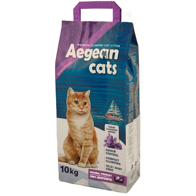 Aegean Cats Natural Cat Litter (10kg) perfumed with lavender aroma