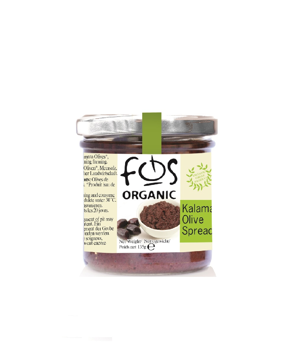 FOS – Organic Greek Kalamata olive spread- glass jar 135 gr