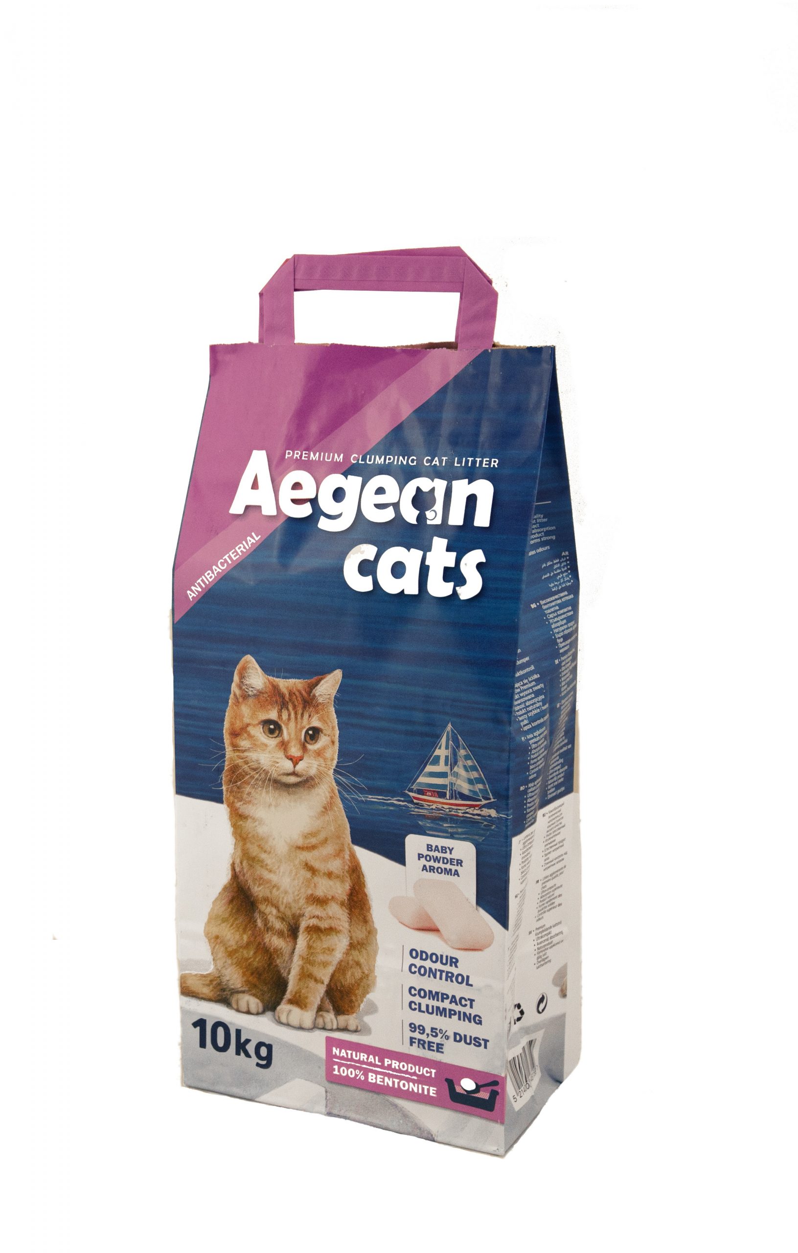 Aegean Cats Natural Cat Litter (10kg)perfumed with baby powder 