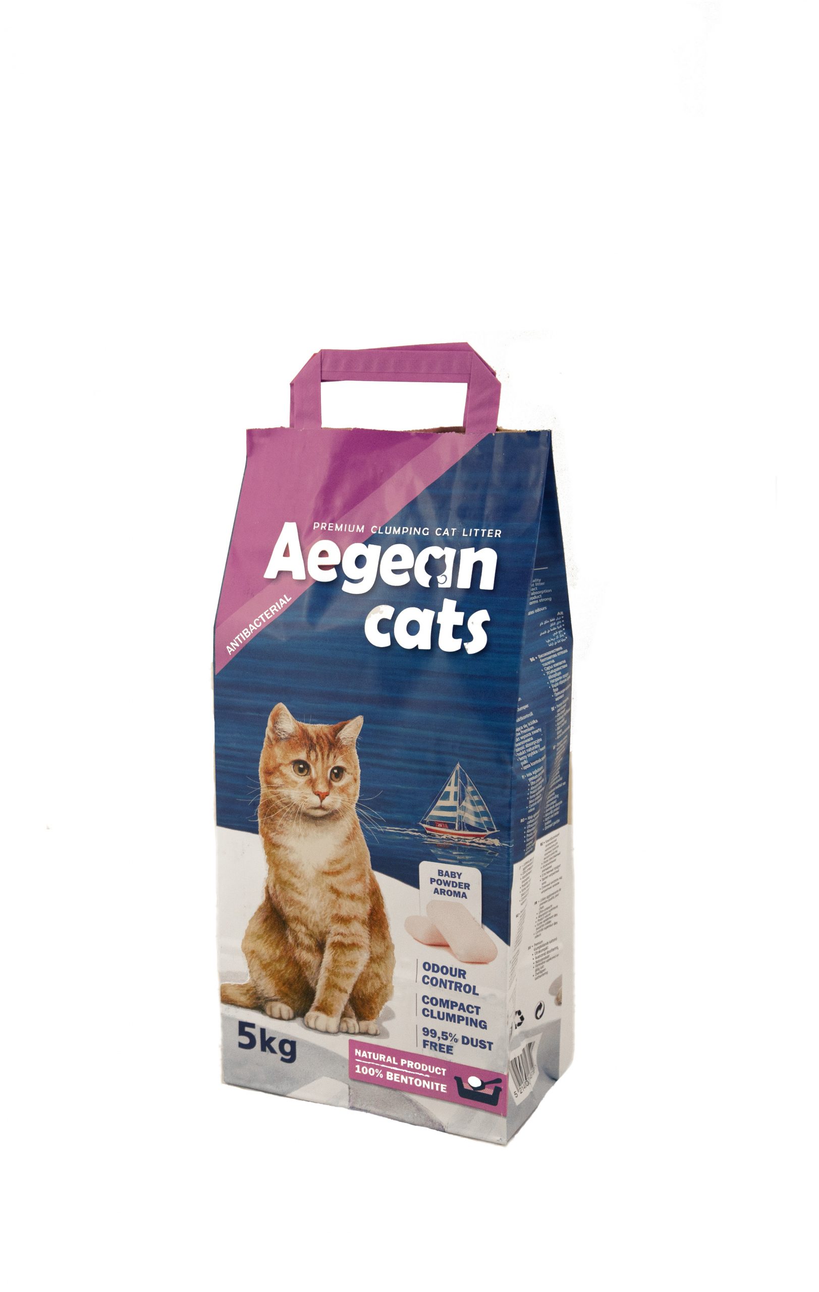 Aegean Cats Natural Cat Litter (5kg) perfumed with baby powder